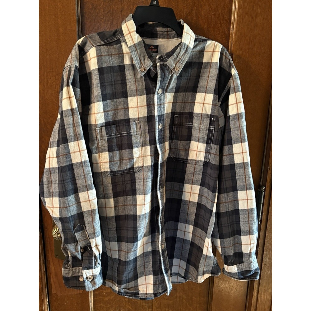 Men's Ridgecut Toughwear Heavyweight Long Sleeve Plaid Button-Up Shirt XLT